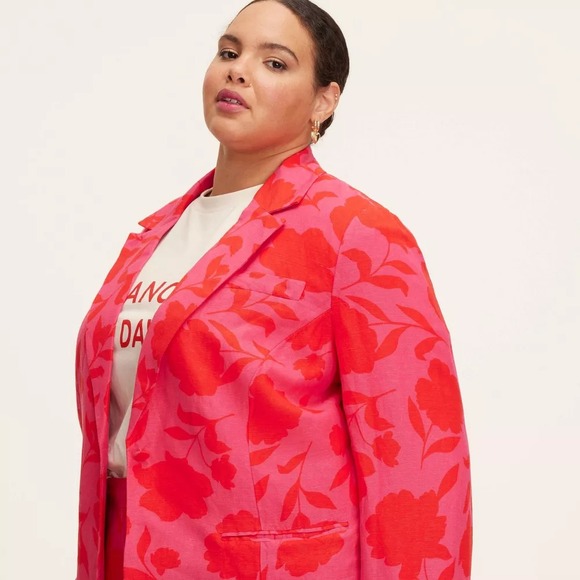 New Kate Spade x Target XXL Classic Rose Blazer Pink/Red Plus Extra Large Jacket - Picture 3 of 11